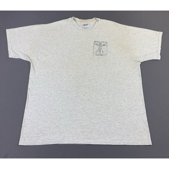 Rare Vintage 90s Texas Womens University Physical Therapy Art Da Vinci Gray Tee - Picture 2 of 13